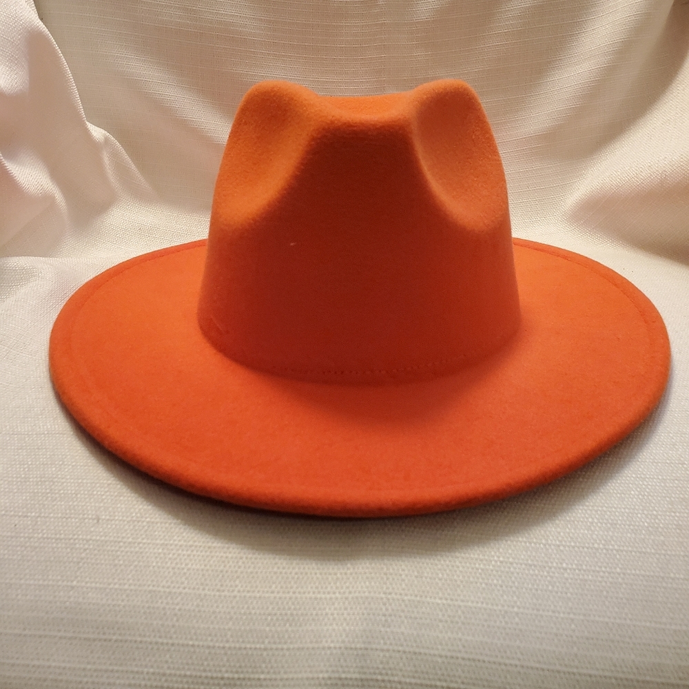 Solid Orange felt fedora